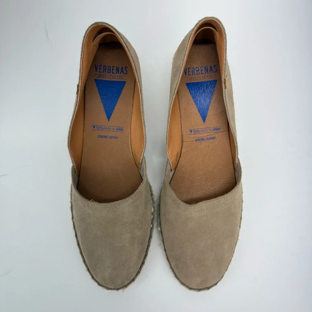 Verbenas size 41 (9.5-10) Women’s Mamen Tan Suede D’orsay Espadrille Wedge Shoes